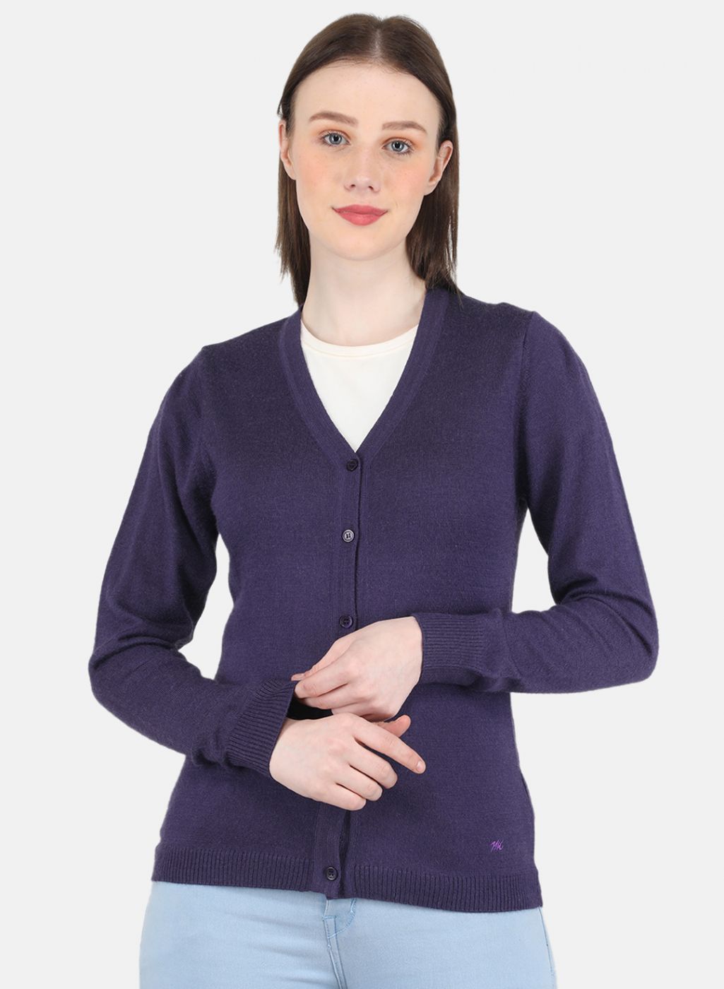 Women Purple Solid Cardigan