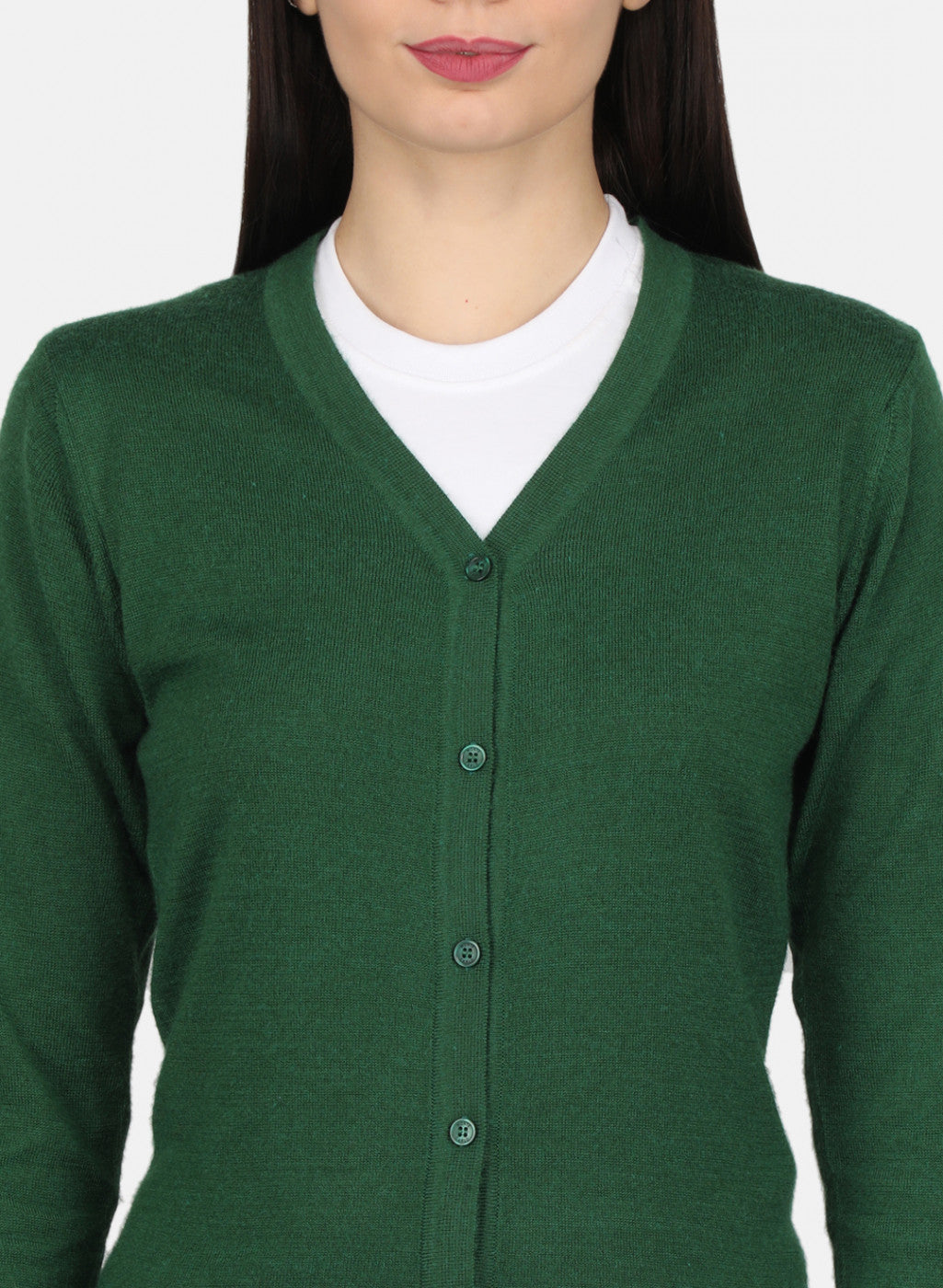 Women Green Solid Cardigan