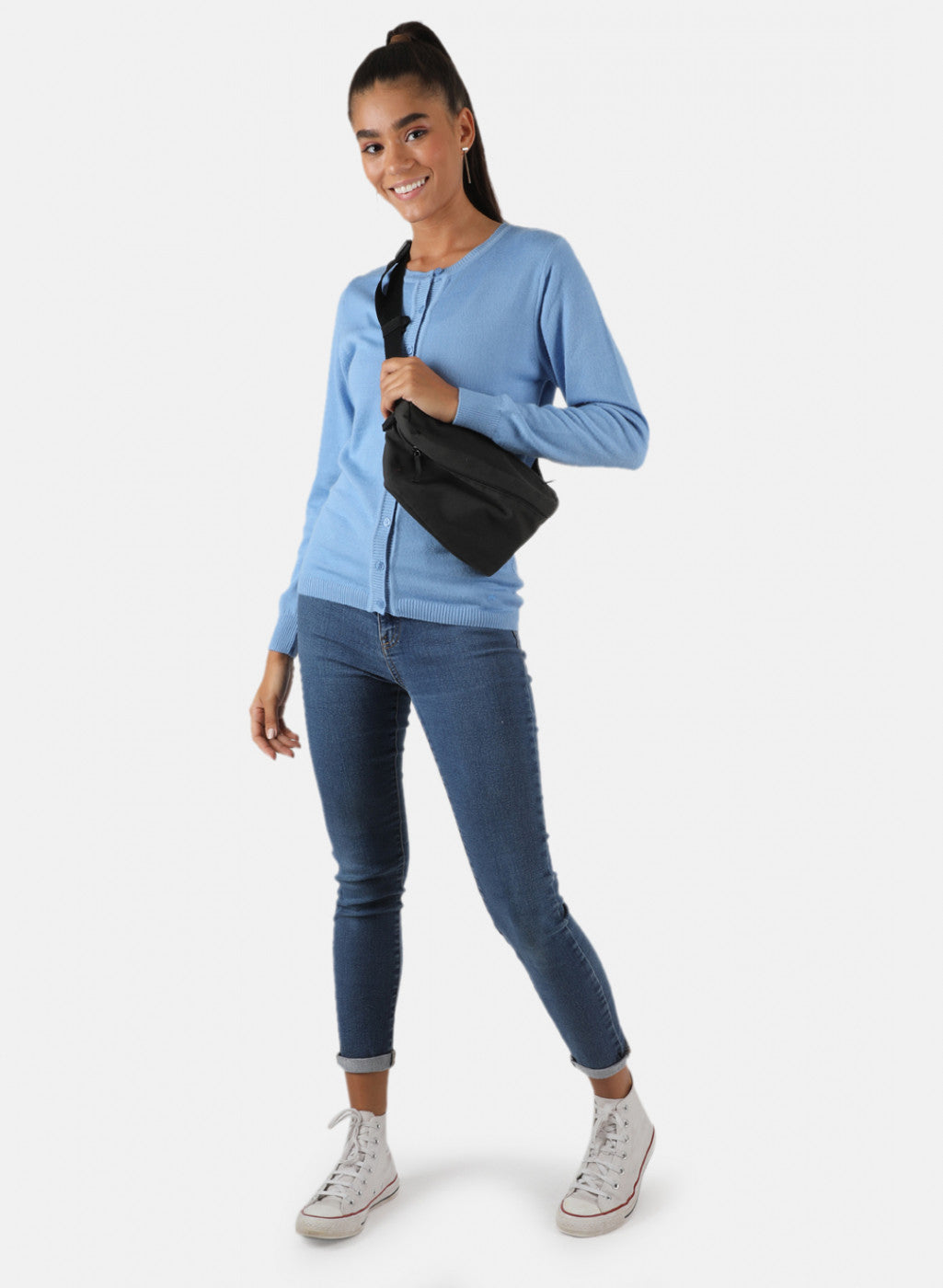 Women Blue Solid Cardigan