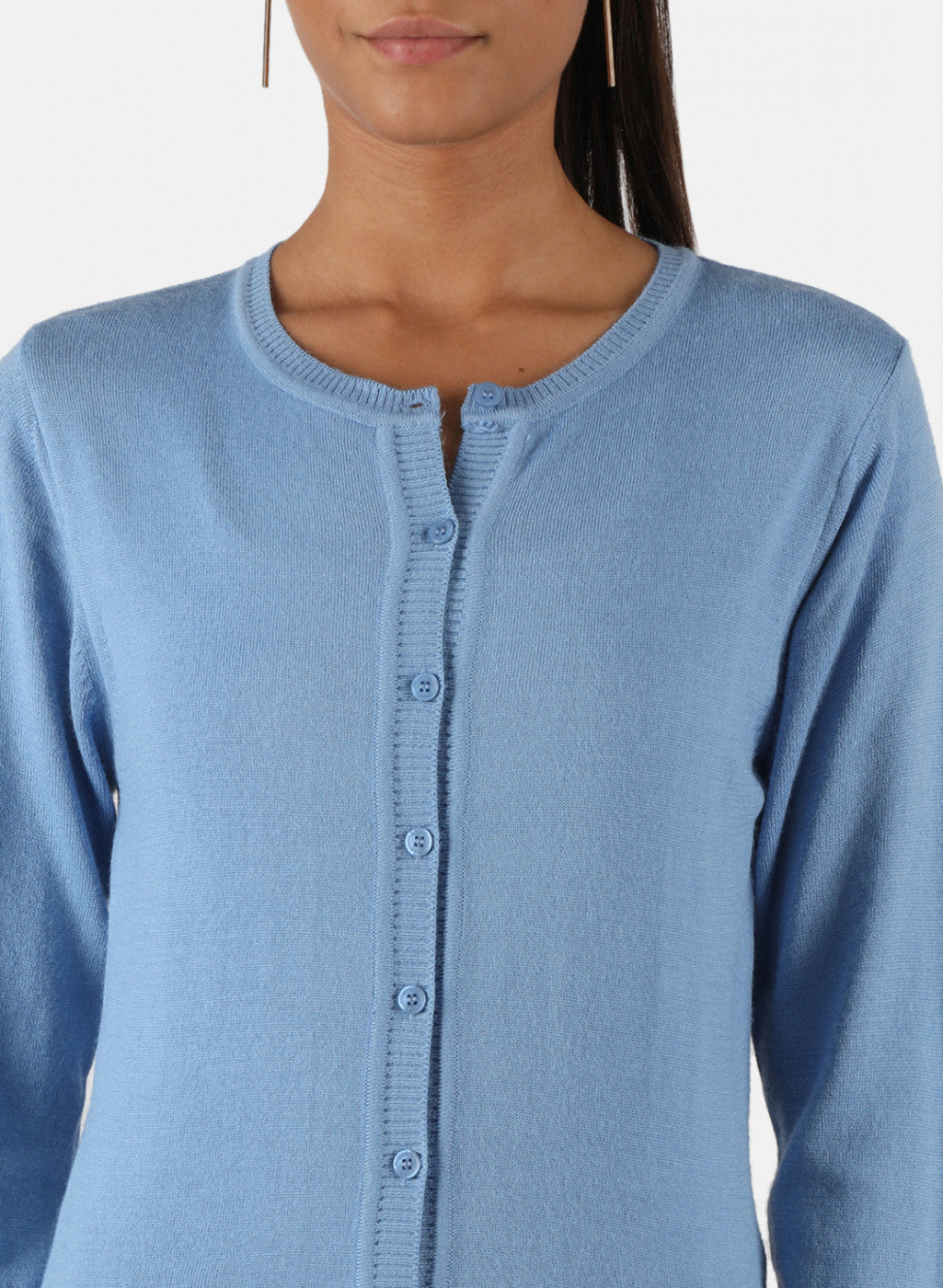Women Blue Solid Cardigan