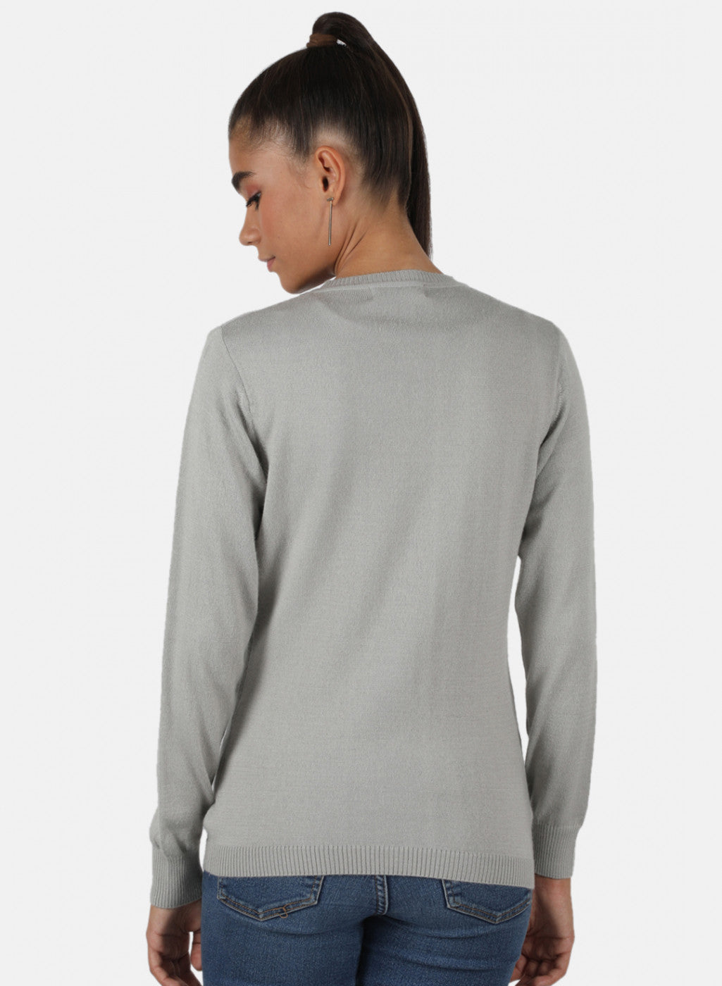 Women Grey Solid Cardigan