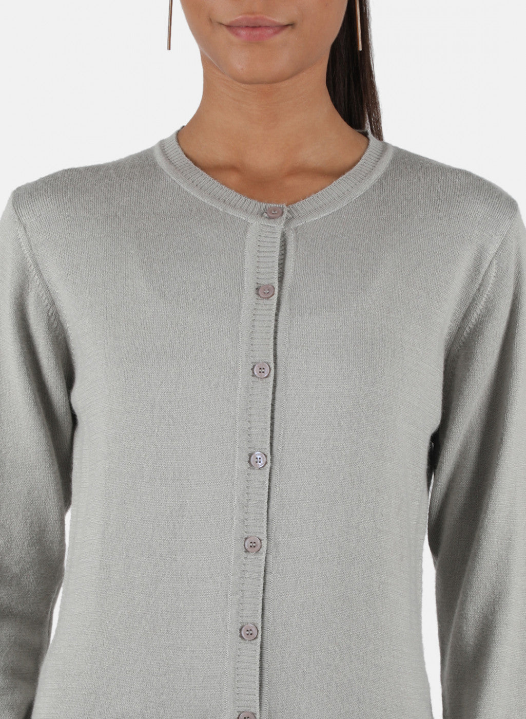 Women Grey Solid Cardigan