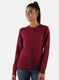 Women Maroon Solid Cardigan