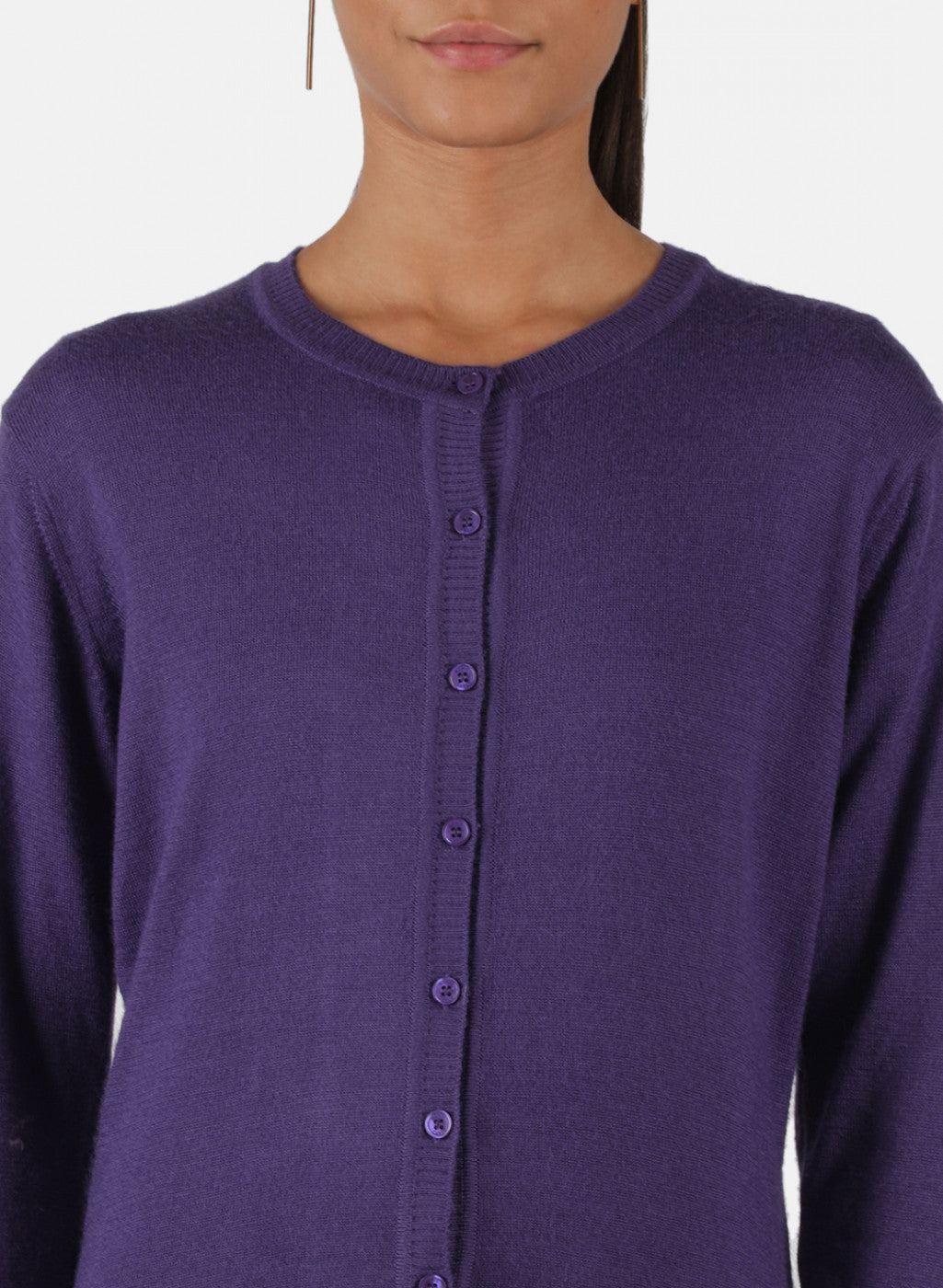 Women Purple Solid Cardigan