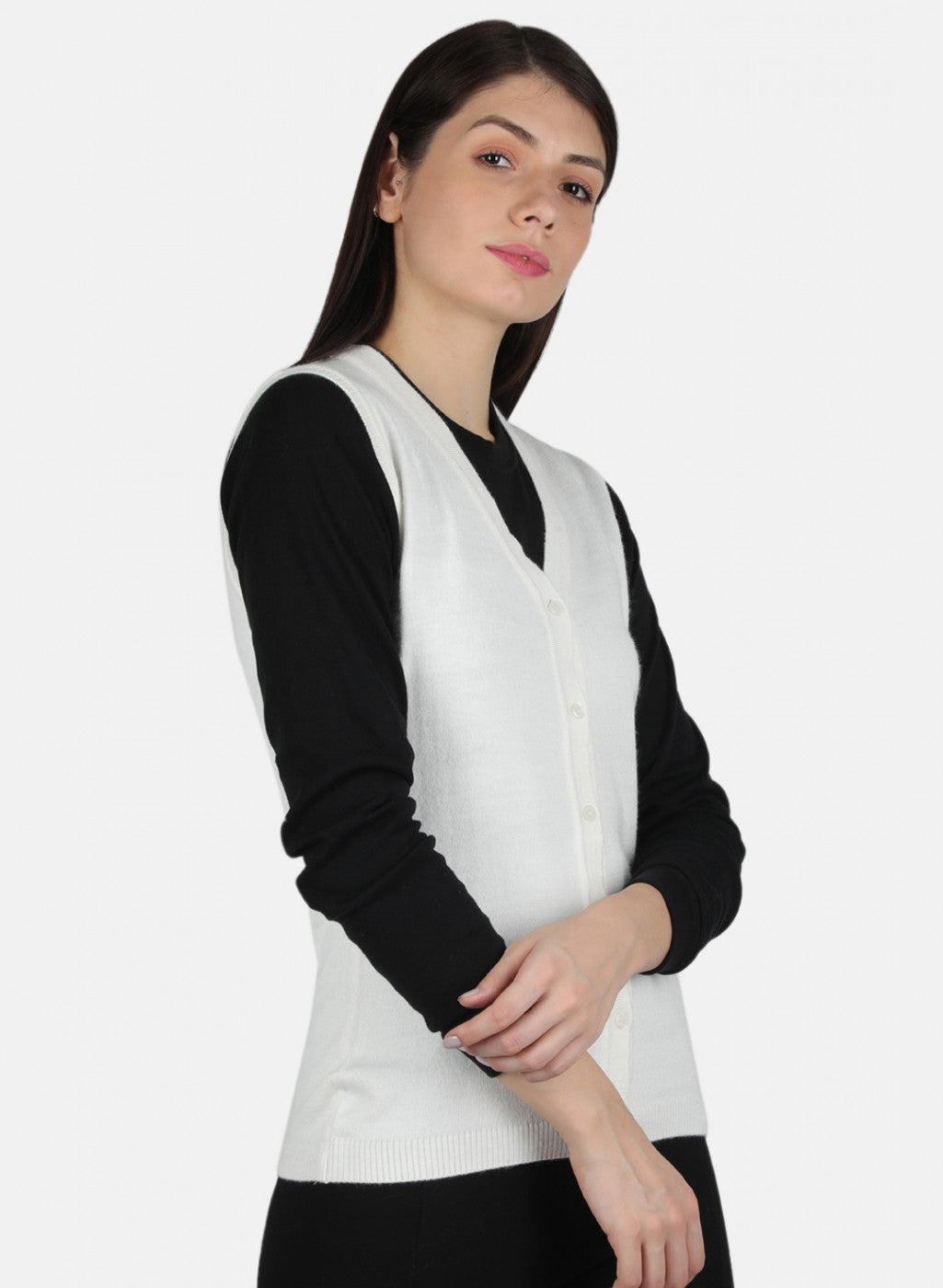 Women White Solid Cardigan