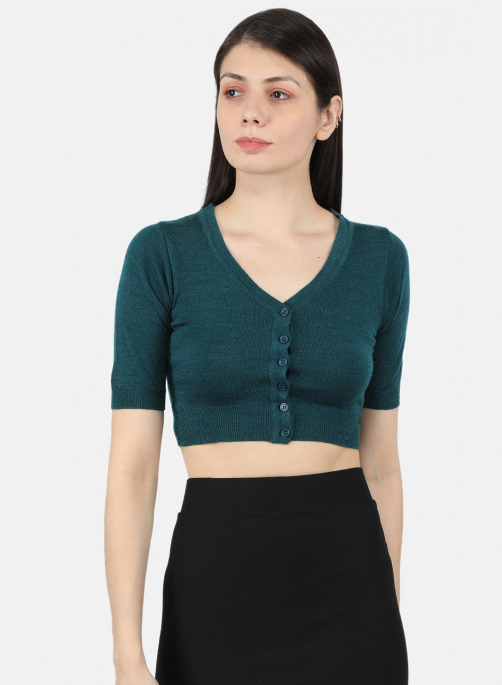 Women Teal Blue Solid Blouse