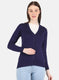 Women Blue Self Design Cardigan