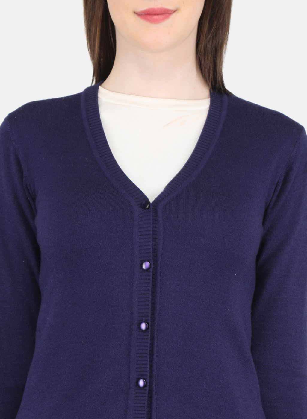 Women Blue Self Design Cardigan