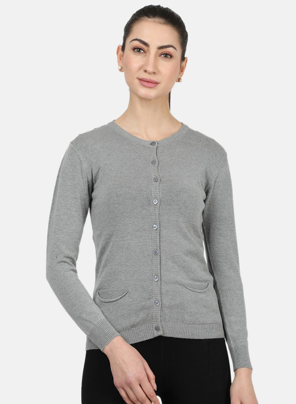 Women Grey Solid Cardigan