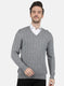 Men Grey Self Design Pullover
