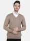 Men Beige Self Design Pullover