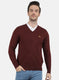 Men Brown Self Design Pullover