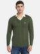 Men Olive Self Design Pullover