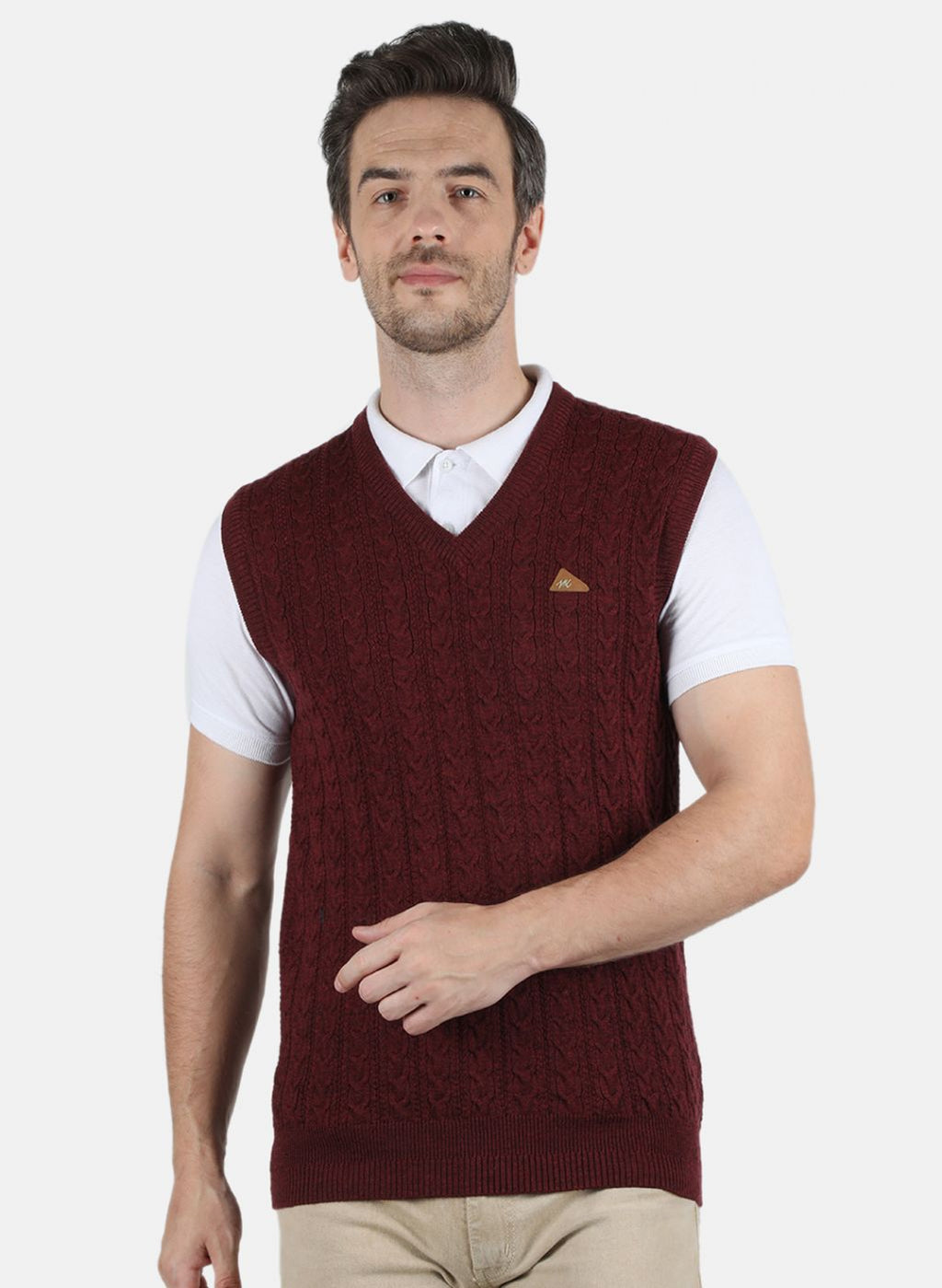 Men Purple Self Design Sweater