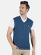 Men Blue Self Design Sweater