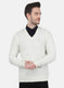 Men White Self Design Pullover