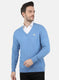 Men Blue Self Design Pullover