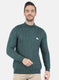 Men Green Self Design Pullover