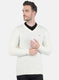 Men White Self Design Pullover