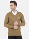 Men Khaki Self Design Pullover