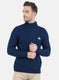 Men Blue Self Design Pullover