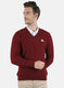 Men Maroon Self Design Pullover