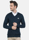 Men Blue Self Design Pullover