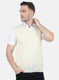 Men Off White Self Design Sweater