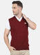 Men Maroon Self Design Sweater