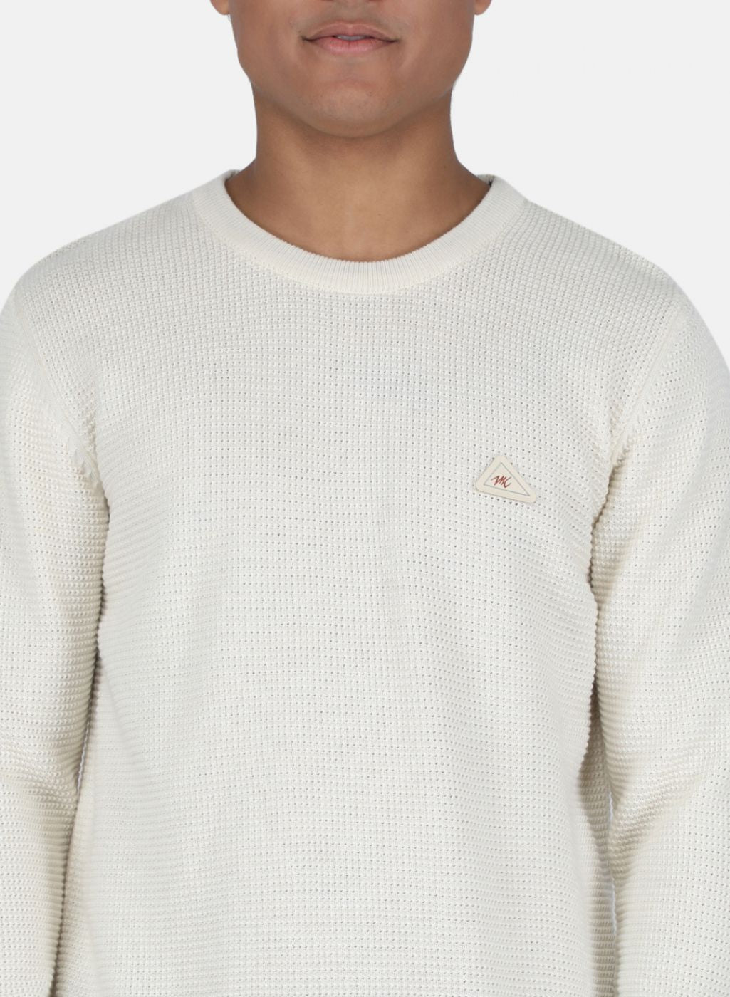 Men Off White Self Design Pullover