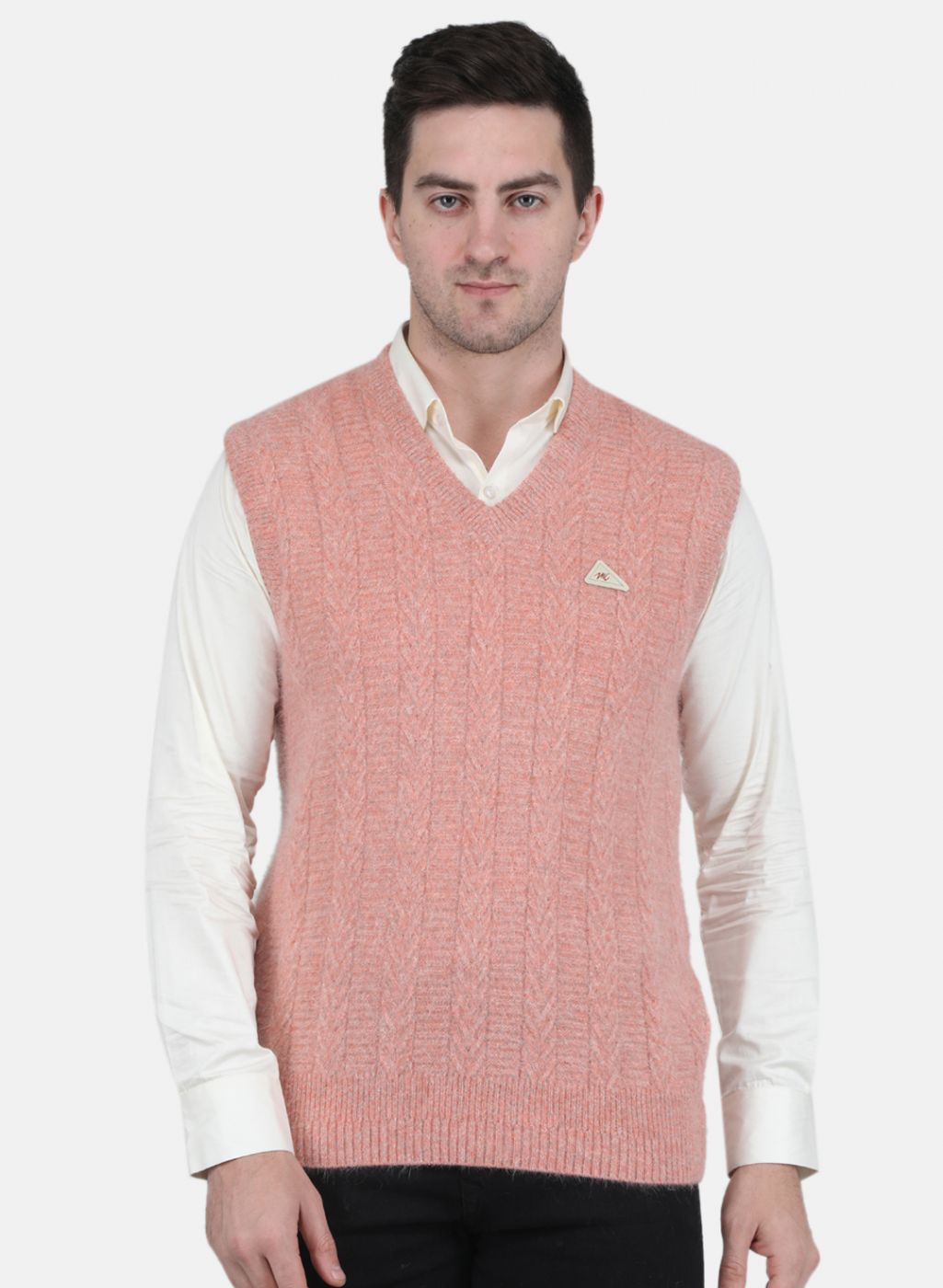 Men Pink Self Design Sweater