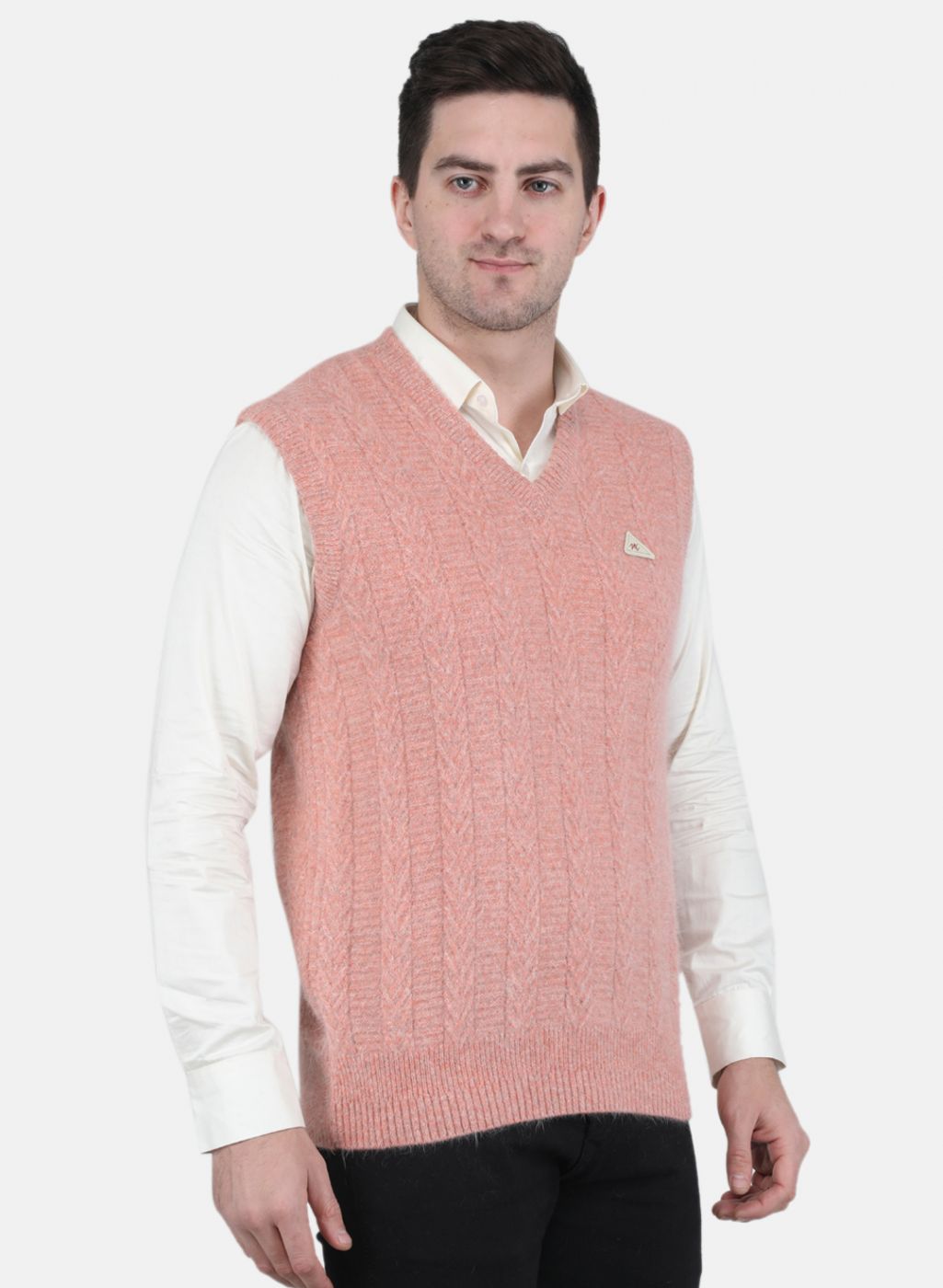 Men Pink Self Design Sweater