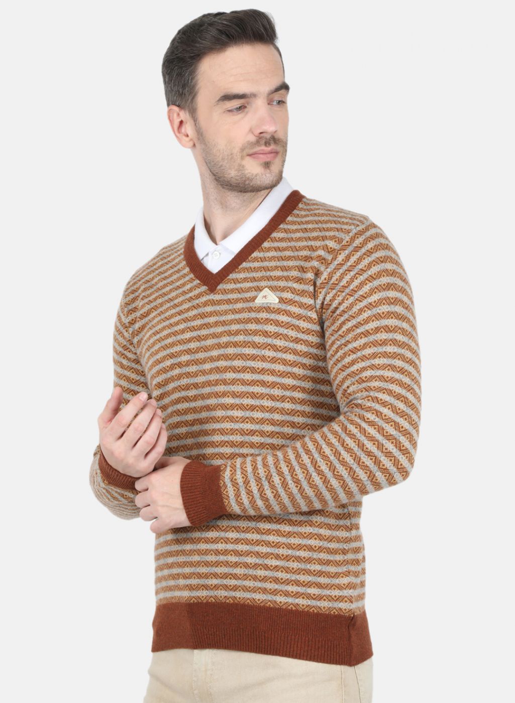Men Multi Color Self Design Pullover