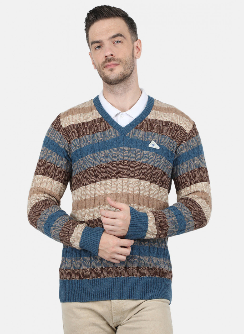 Men Multi Color Self Design Pullover