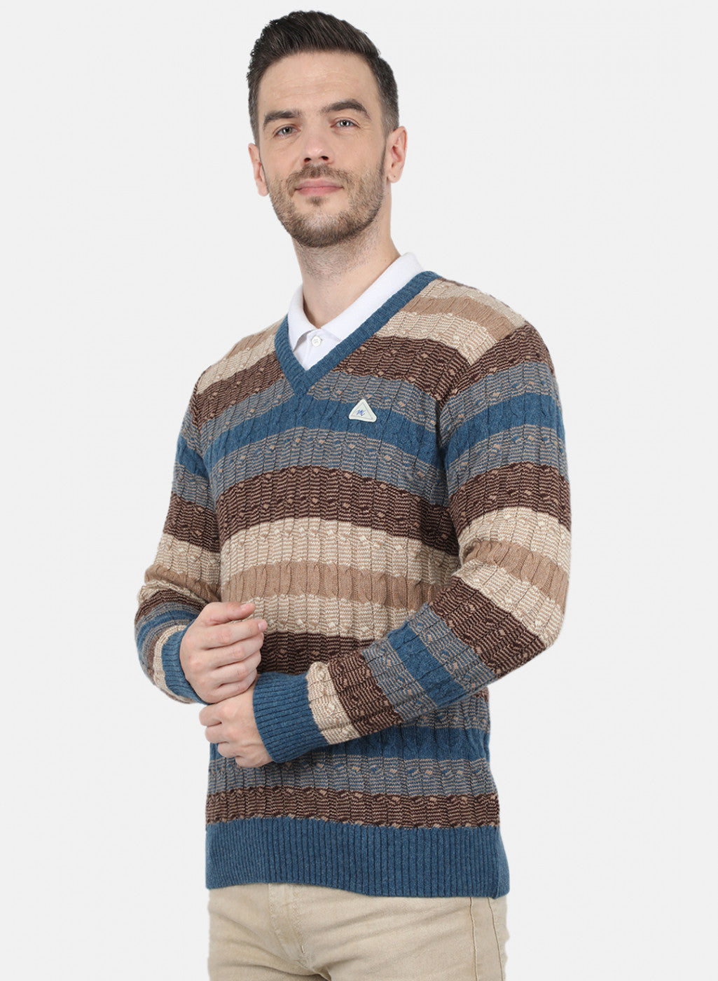 Men Multi Color Self Design Pullover