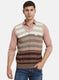 Men Brown Self Design Sweater