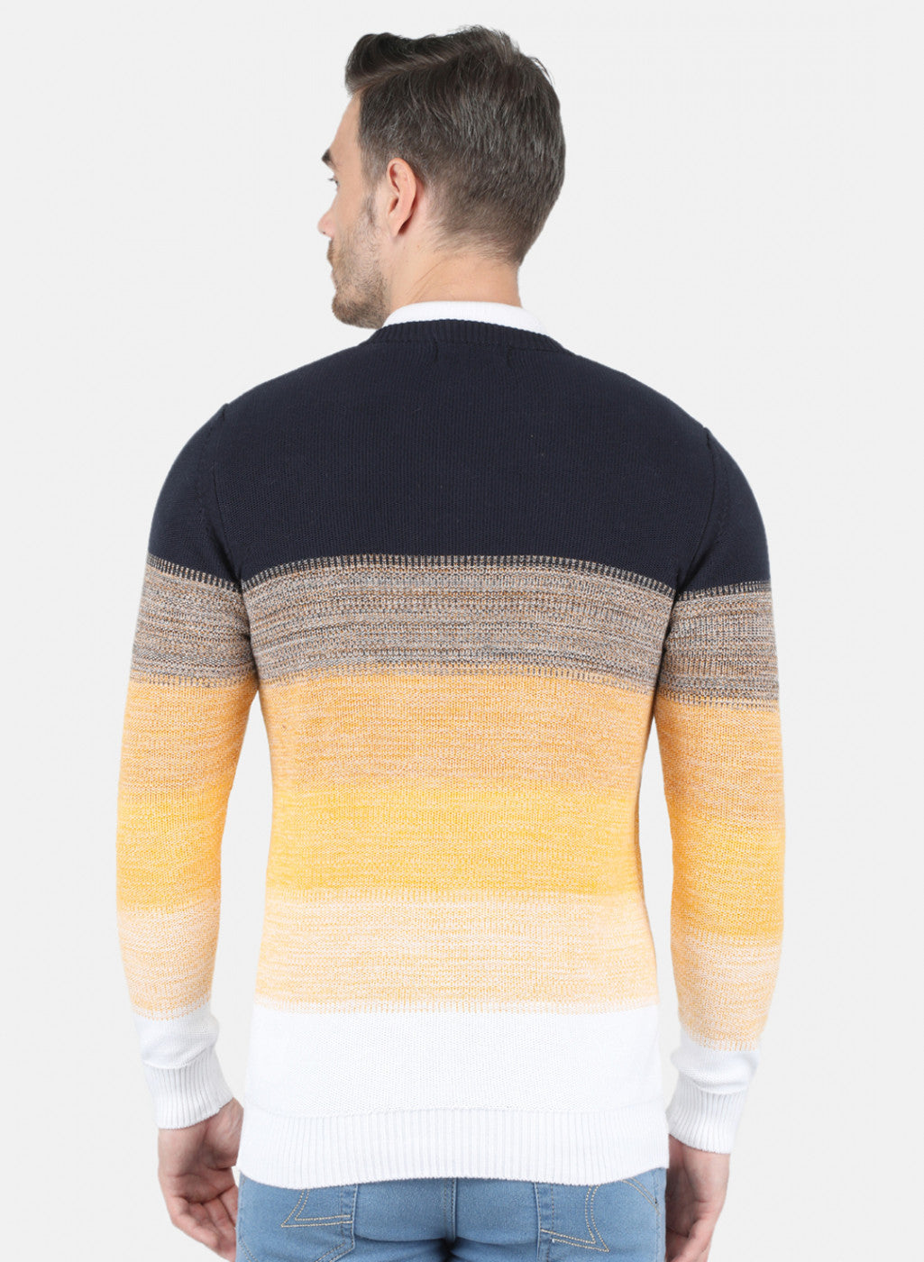 Men White Self Design Pullover