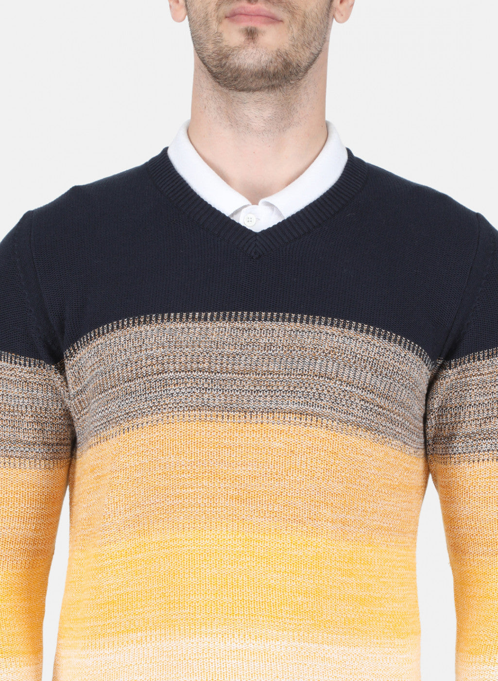 Men White Self Design Pullover