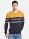 Men NAvy Blue Self Design Pullover