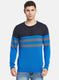 Men Royal Blue Self Design Pullover