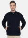Men NAvy Blue Self Design Jacket