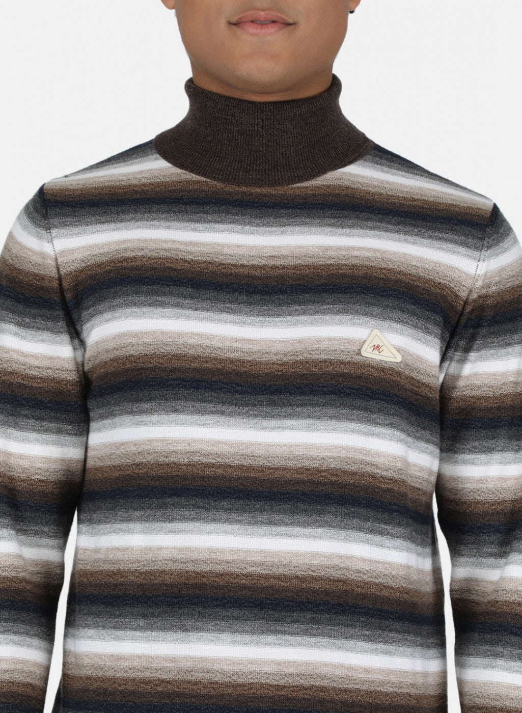 Men Brown Self Design Pullover