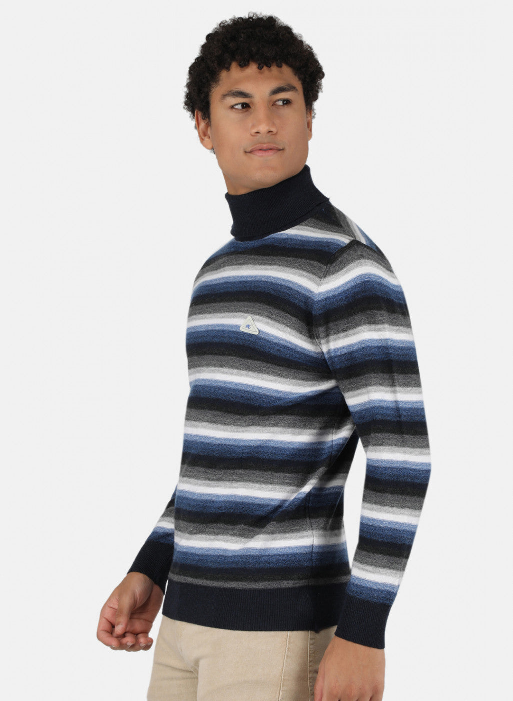 Men NAvy Blue Self Design Pullover