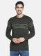 Men Green Self Design Pullover