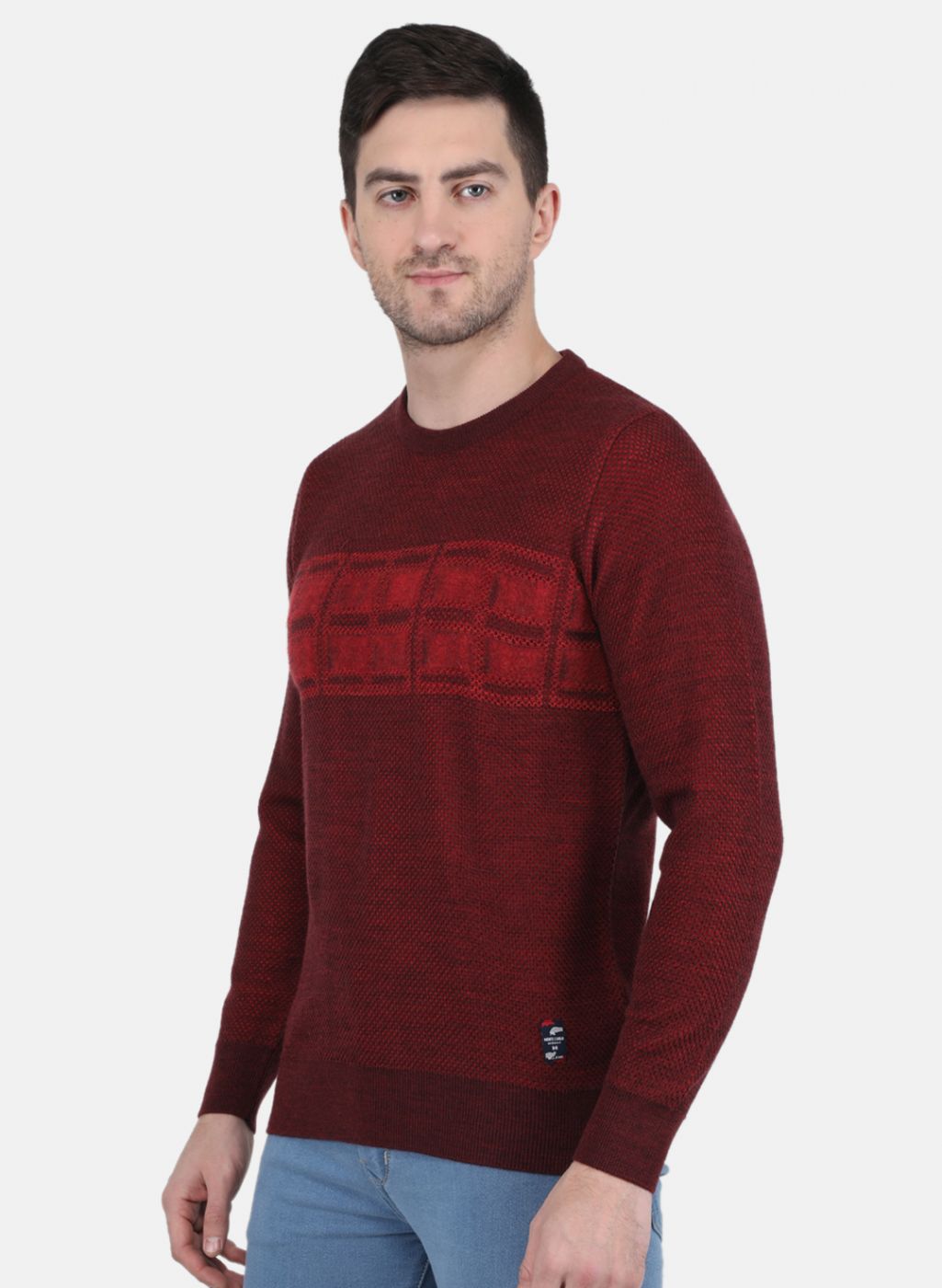 Men Red Jaquard Pullover