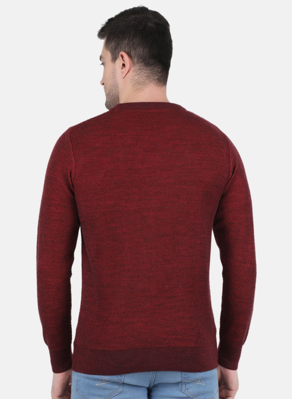 Men Red Jaquard Pullover