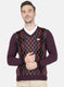 Men Purple Self Design Pullover