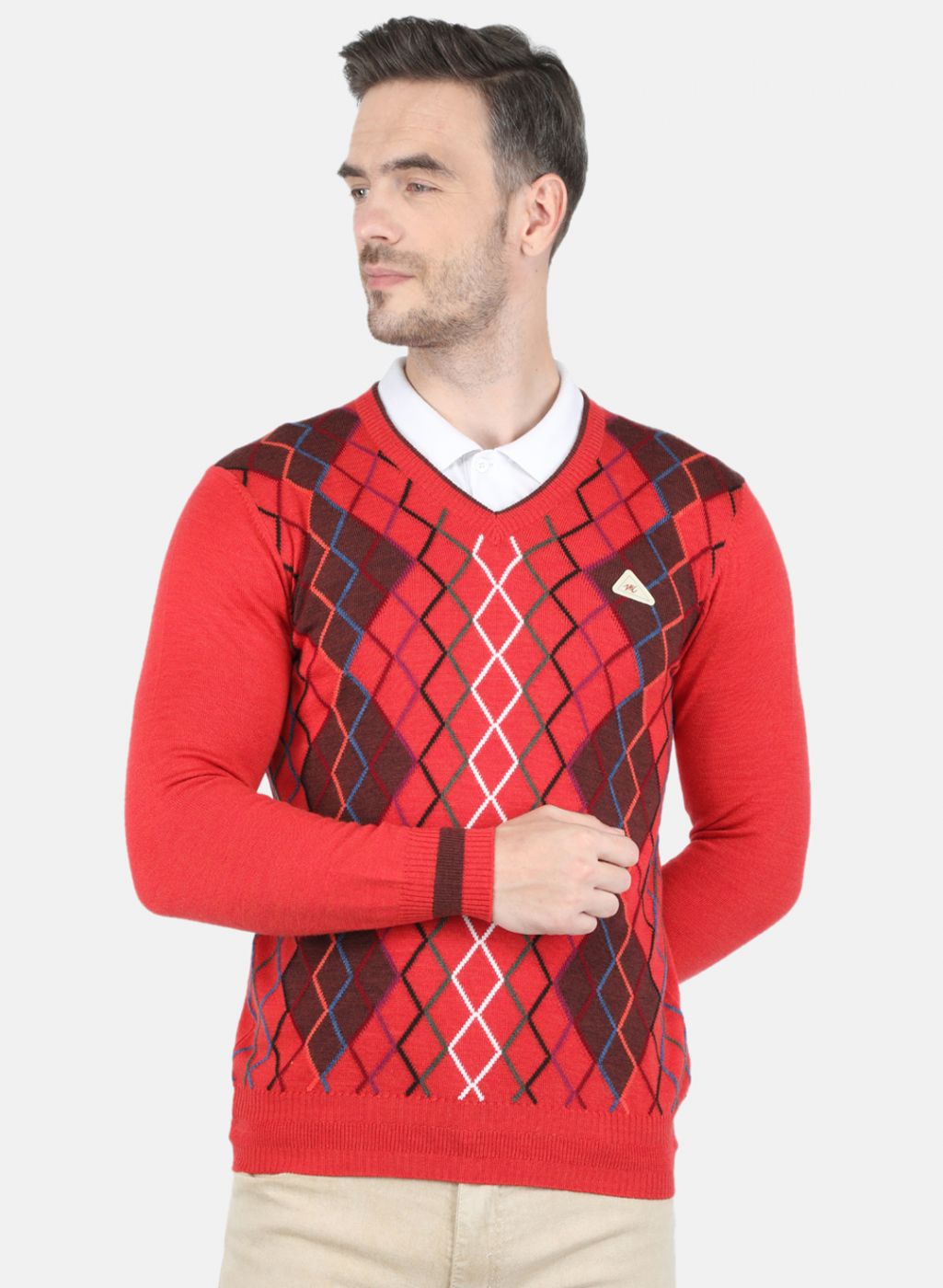 Men Red Printed Pullover