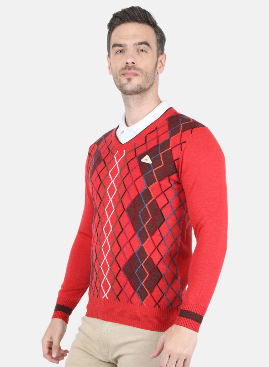 Men Red Printed Pullover
