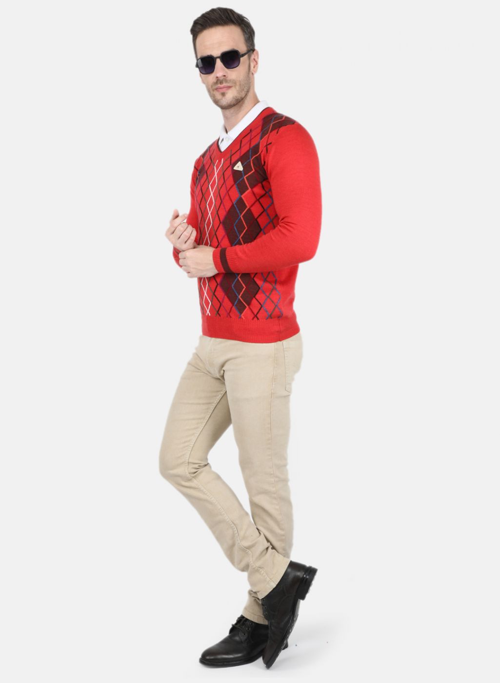 Men Red Printed Pullover